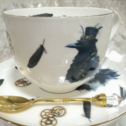 Tea leaf reading, tea reading cup, Crow gothic cup, Divination cup, Witchcraft teacup, raven Tea cup, Tasseomancy tea cup, Lenormand cup, Tea reading kit, Fortune telling cup, Fortune teller cup, Wicca Wiccan, Witchy gift