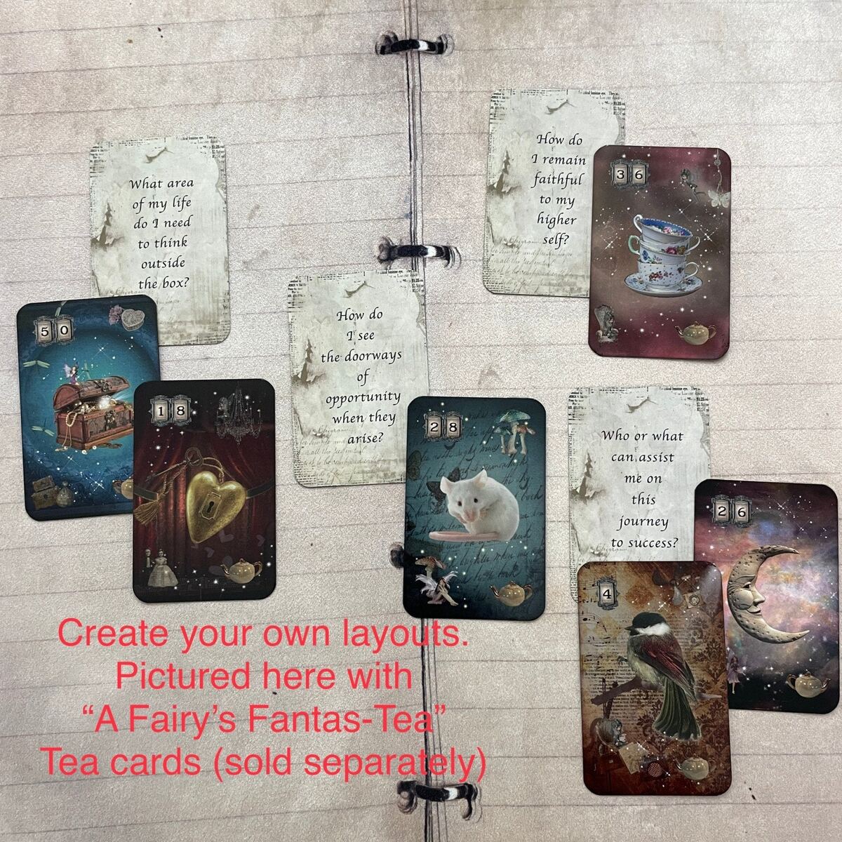 Question Cards Oracle Deck box shown with sample cards