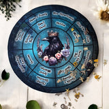 Crow King turquoise luxury velvet charm casting mat for divination with 16 sections