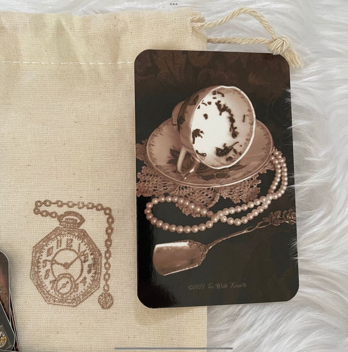 Individual steampunk tea leaf reading card showing symbol design