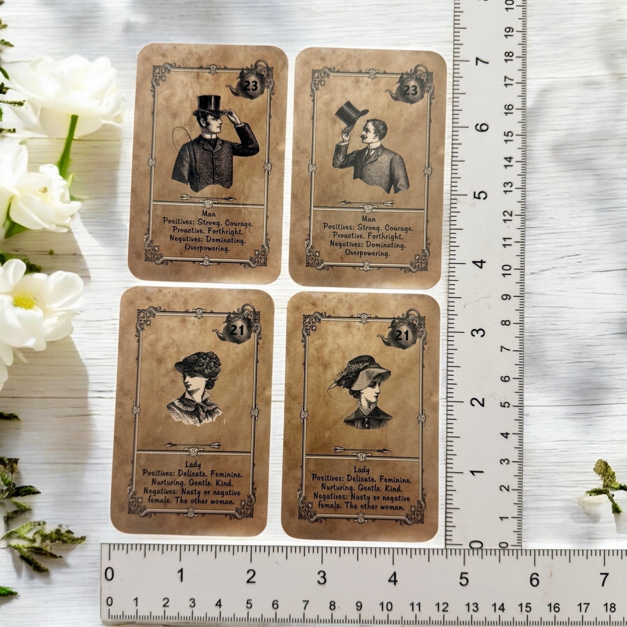 Learner Deck Tea leaf reading cards.  Bridge card size oracle reading cards similar to Lenormand. Comes with detailed booklet and a free online video course.