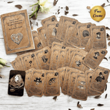 Learner Deck Tea leaf reading cards.  Bridge card size oracle reading cards similar to Lenormand. Comes with detailed booklet and a free online video course.