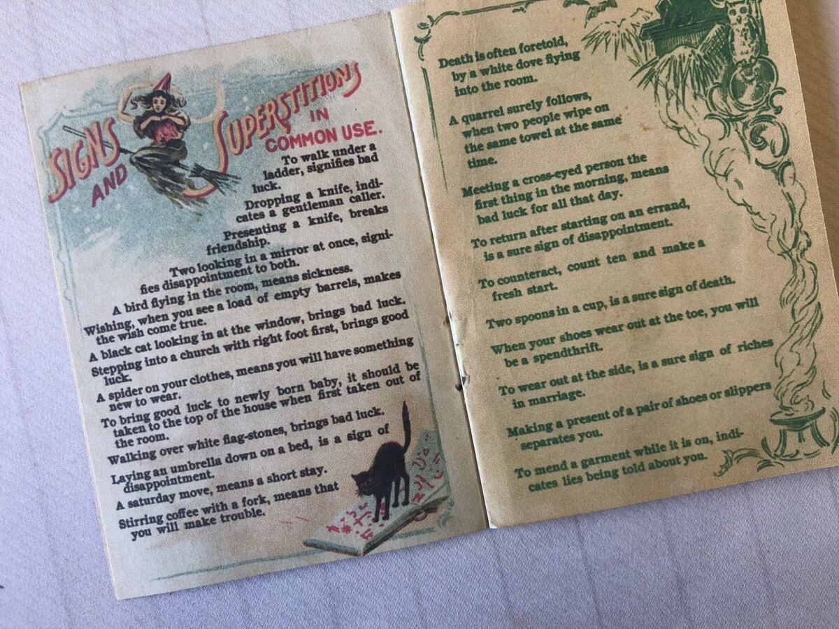 Close-up of vintage fortune telling booklet page detail
