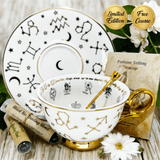 White Tarot Teacup | 22 Major Arcana | 24kt Gold | Tea Leaf Reading Set