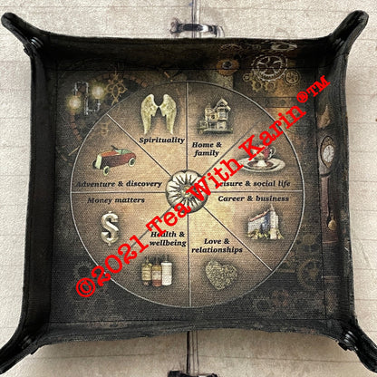 Steampunk Charm casting mat Oracle Cards Gift for her Tarot Lenormand Birthday Readings Runes Bone Casting Cloth Reversible Charm board