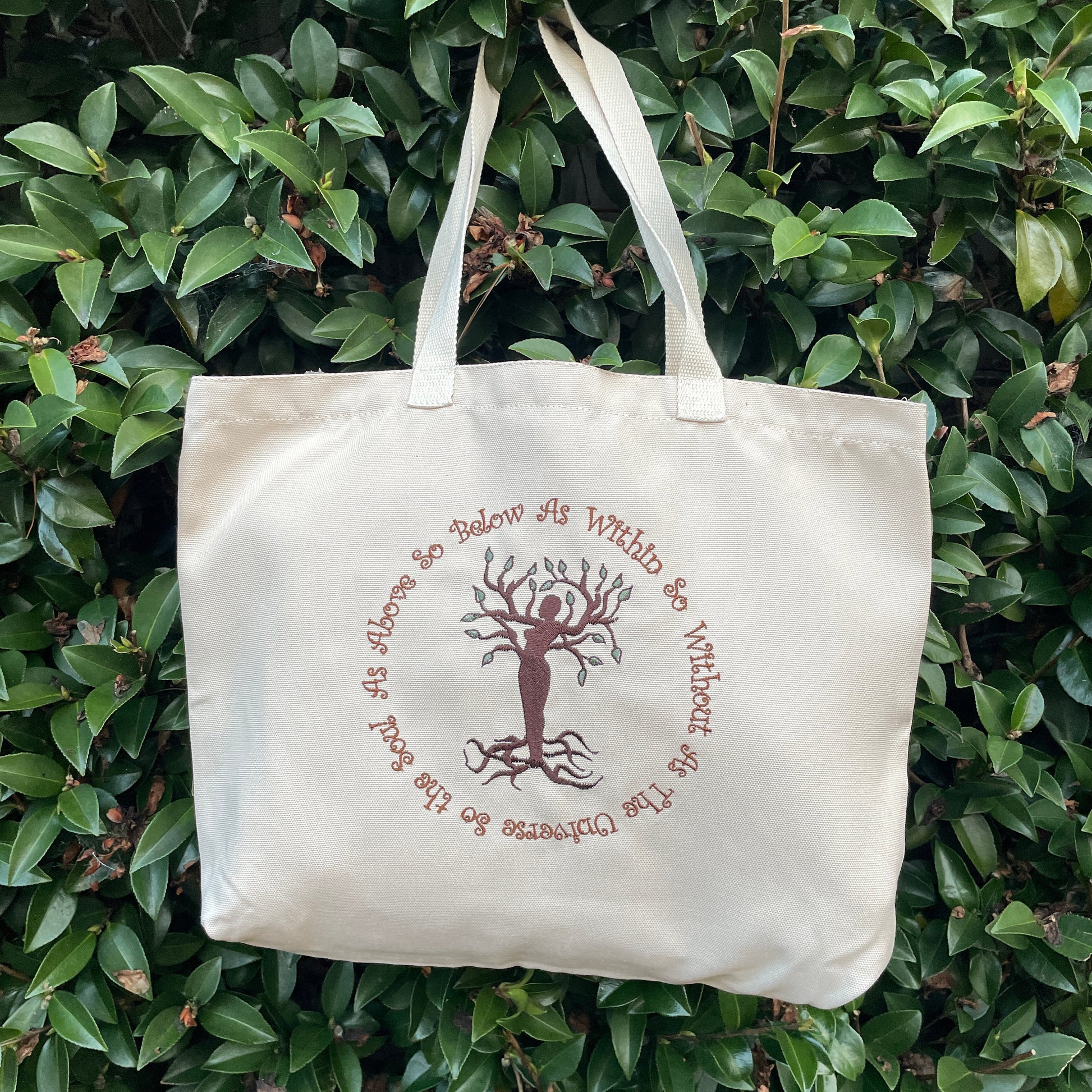 Embroidered tote bag. Tree of life Goddess. Cotton tote bag. Shopper tote. Tote Canvas. 100% Eco friendly bag.