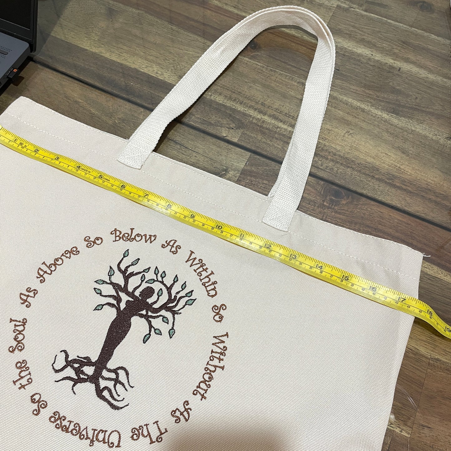 Embroidered tote bag. Tree of life Goddess. Cotton tote bag. Shopper tote. Tote Canvas. 100% Eco friendly bag.