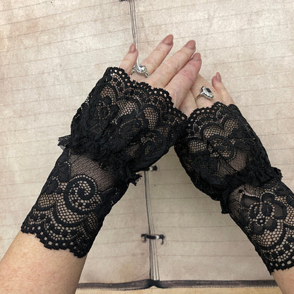 Black Lace Bracelet Lolita Cuffs Gothic Jewelry Lace Gloves Punk Style Witchcraft Witchy Gift For Female Gift for her