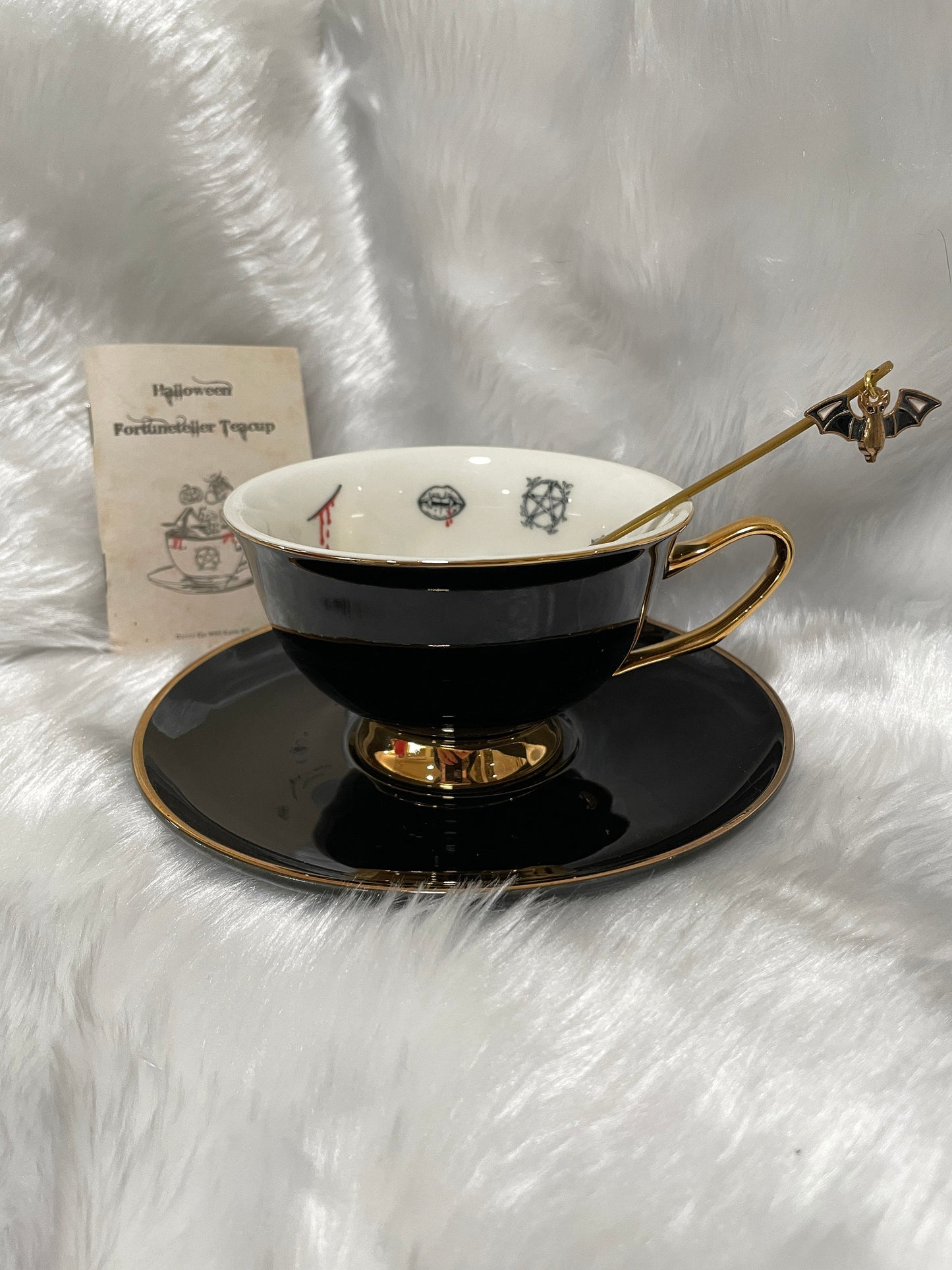 Halloween Gift, Halloween Coffee Tea Cup, Fortune Teller Teacup, Black Tea Cup, Gothic Gift For Her, Witchy Witch, Halloween Party.