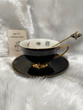 Halloween Gift, Halloween Coffee Tea Cup, Fortune Teller Teacup, Black Tea Cup, Gothic Gift For Her, Witchy Witch, Halloween Party.
