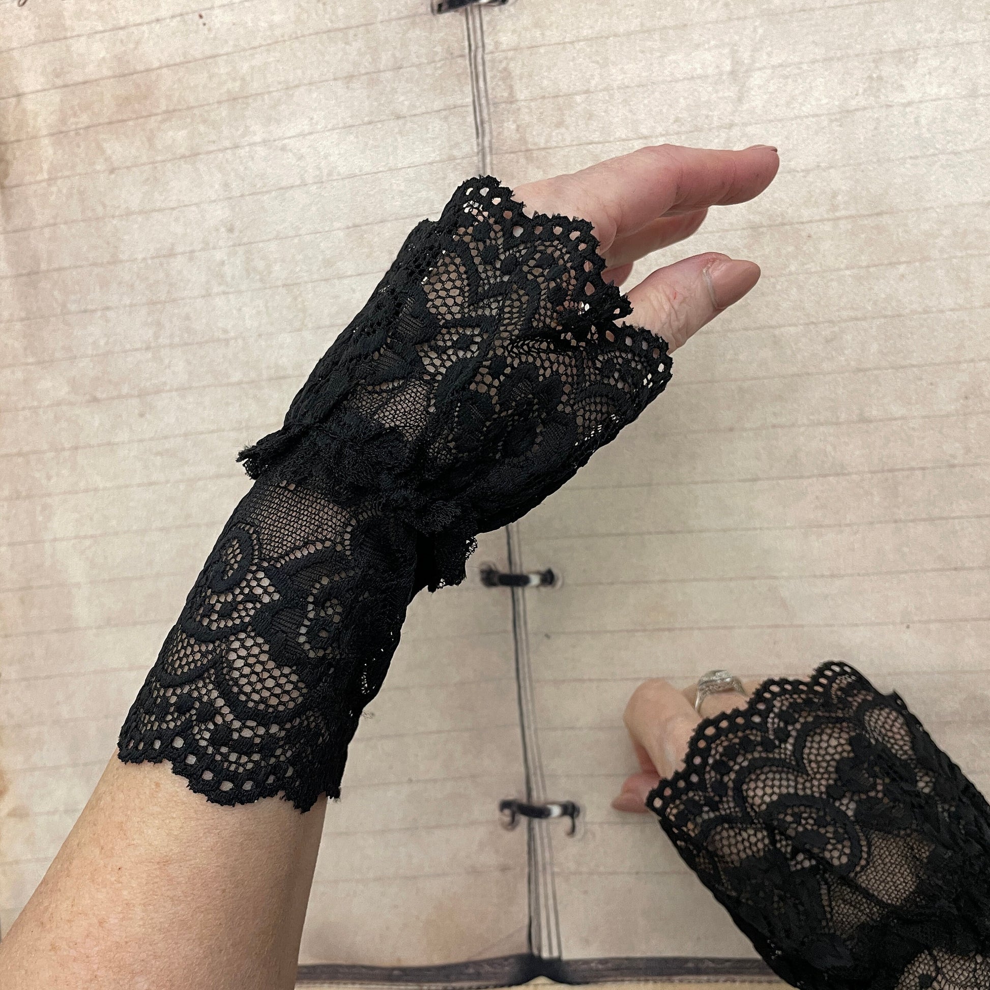 Black Lace Bracelet Lolita Cuffs Gothic Jewelry Lace Gloves Punk Style Witchcraft Witchy Gift For Female Gift for her