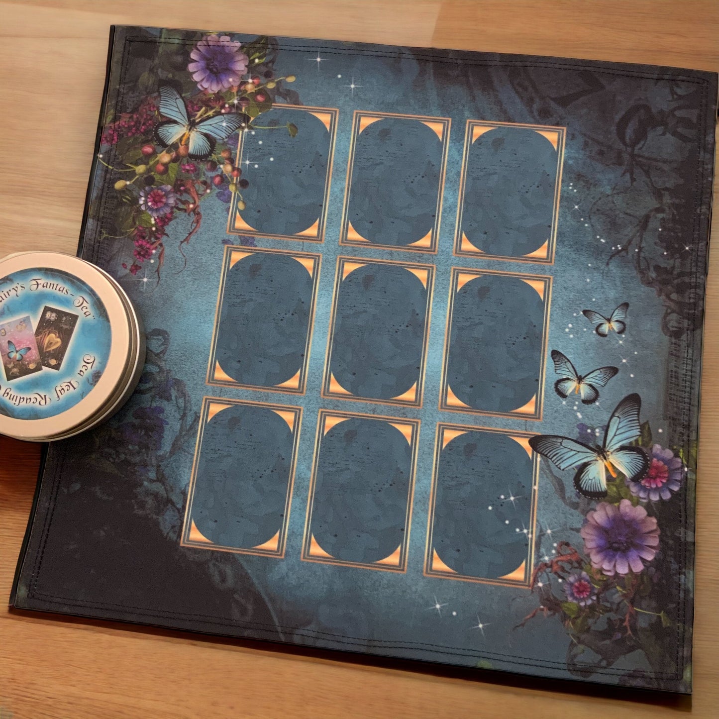 Turquoise 9 Box layout mat for Oracle Cards, Tarot, Lenormand.