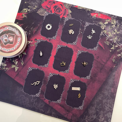 Red and Black 9 Box Charm casting mat Oracle Cards *gift for her Tarot Lenormand *gift Readings Runes Bone Casting Cloth