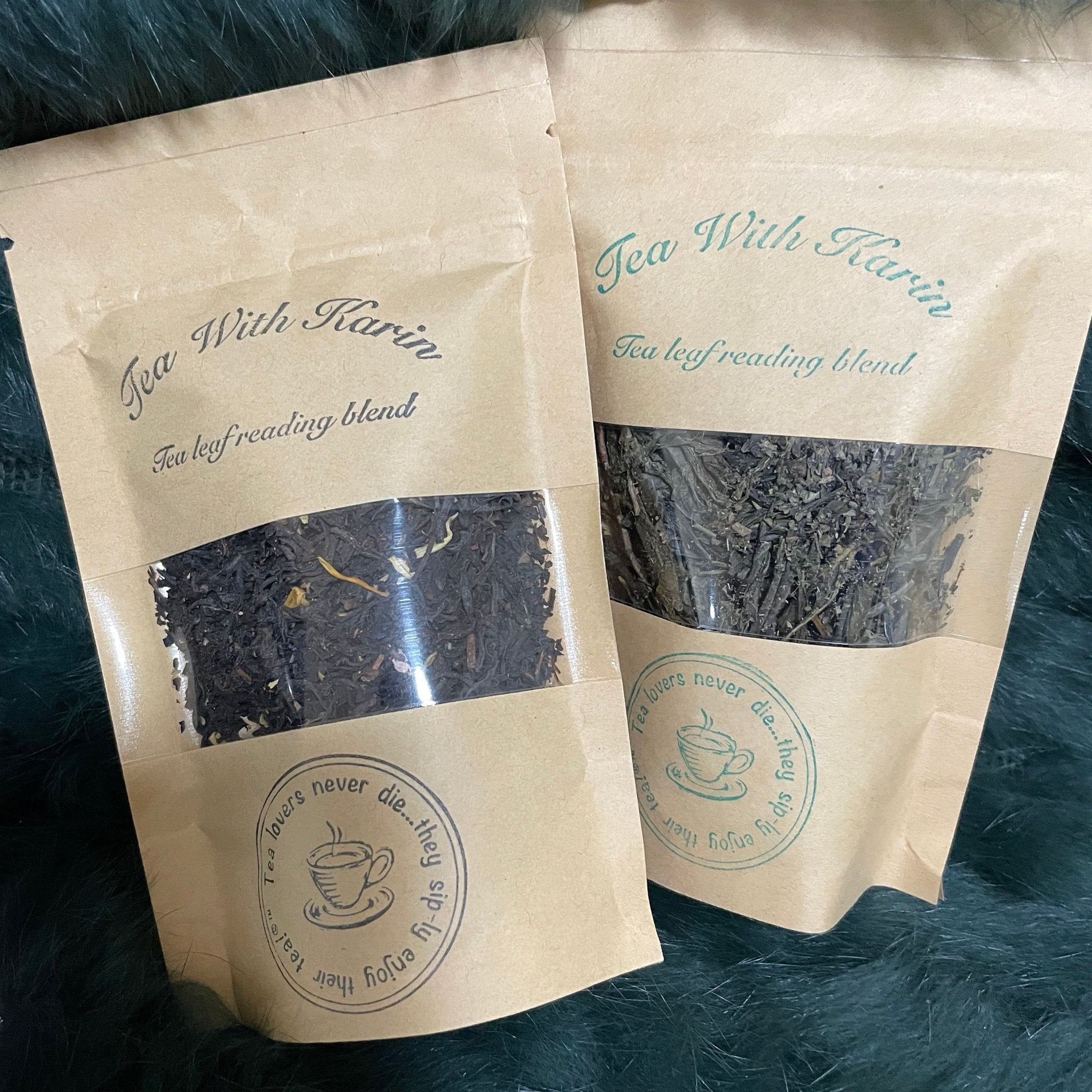 These are Karins own tea leaf reading teas. There is a green tea option and black tea option.